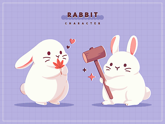 캐릭터 단풍 스티커 일러스트 나뭇잎 그림자 들기 사람없음 반짝임 설날 추석 귀여움 보라색 하트 토끼 토끼캐릭터 정월대보름 나무망치 일러캐릭터 AI파일 모양 명절 컬러 동물캐릭터 컨셉 잎 포유류 모션 반려동물 망치 파일형식 벡터