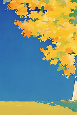 JPG 나무 일러스트 자연 하늘 수채화 그림자 풍경 초원 사람없음 가을 국내일러스트 AI일러스트 AI콘텐츠 식물 계절 생태계 파일형식