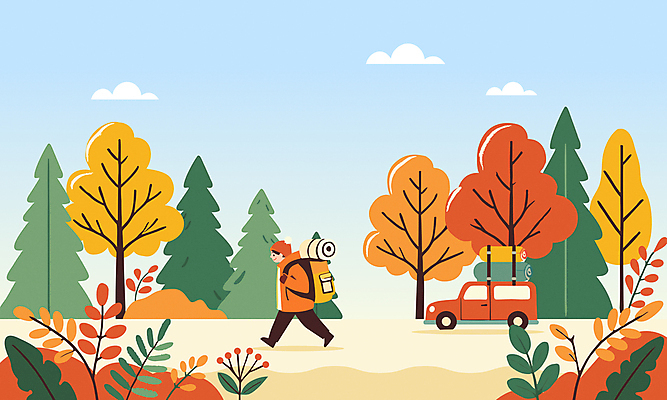 전신 라이프스타일 남자 단풍 일러스트 배낭 자동차 단풍나무 한명 성인 걷기 캠핑 하이킹 가을 숲 가을소풍 침낭 성인남자한명만 국내일러스트 AI파일 나무 1 계절 육상교통 잎 가방 모션 레저 사람 생활 소풍 남자한명만 성인남자만 파일형식 벡터 가을_계절