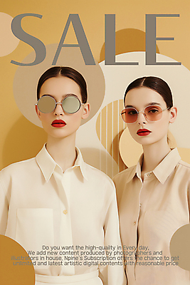 도형 PSD 백인 모델 편집이미지 여자 패션 포스터 상반신 성인 두명 선글라스 갈색 세일 가을 베이지색 의료성형뷰티 성인여자만 이미지편집 서양인 계절 안경 컬러 사람 여자만 성인만 파일형식