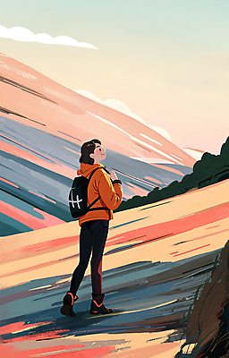 전신 PSD 여자 여행 일러스트 하늘 산 아웃도어 그림자 한명 서기 풍경 성인 노을 가을풍경 등산 하이킹 가을 등산객 성인여자한명만 국내일러스트 자연요소 1 계절 모션 레저 사람 트래킹 여자한명만 성인여자만 파일형식 가을_계절