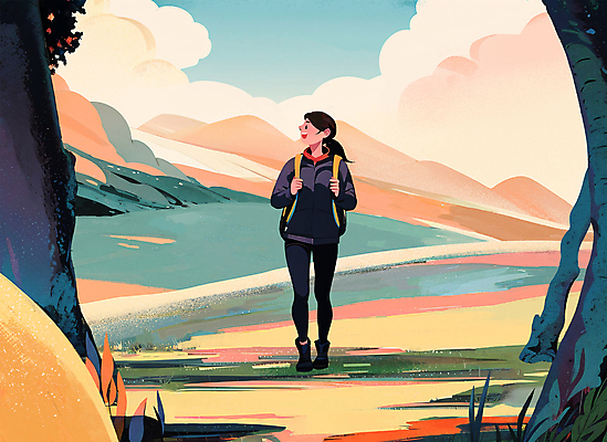 전신 PSD 나무 여자 여행 단풍 일러스트 배낭 하늘 산 아웃도어 한명 서기 풍경 성인 가을풍경 등산 하이킹 가을 등산객 성인여자한명만 국내일러스트 식물 1 계절 잎 가방 모션 레저 사람 트래킹 여자한명만 성인여자만 파일형식 가을_계절