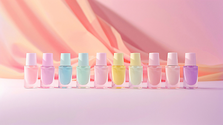 JPG 편집이미지 취미 사람없음 뷰티 네일아트 천 매니큐어 일렬 파스텔톤 편집실사 AI포토 AI콘텐츠 컬러 화장품 직물 CG 파일형식