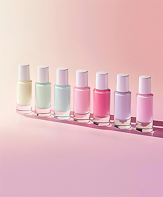 JPG 편집이미지 분홍색 그림자 취미 사람없음 뷰티 네일아트 매니큐어 일렬 파스텔톤 편집실사 AI포토 AI콘텐츠 컬러 화장품 CG 파일형식