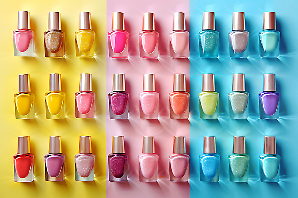 JPG 편집이미지 그림자 취미 사람없음 빛 컬러풀 뷰티 네일아트 매니큐어 일렬 편집실사 AI포토 AI콘텐츠 컬러 화장품 CG 파일형식