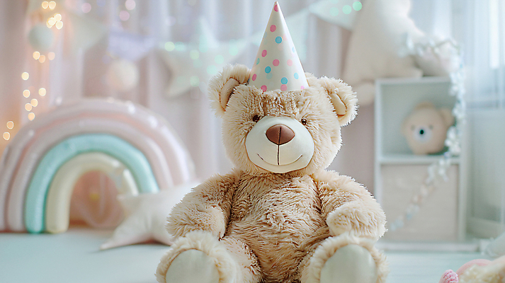 JPG 편집이미지 무지개 사람없음 빛 파티 곰인형 고깔모자 축하 생일파티 생일 디지털합성 풍선 돌잔치 첫돌 편집실사 AI포토 AI콘텐츠 자연요소 모자_잡화 기념일 인형 컨셉 이벤트 돌_생일 CG 파일형식