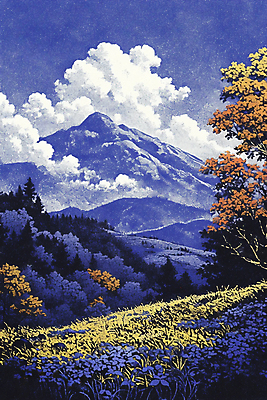 JPG 구름 단풍 일러스트 자연 하늘 단풍나무 산 풍경 사람없음 가을 국내일러스트 AI일러스트 AI콘텐츠 자연요소 나무 계절 잎 생태계 파일형식