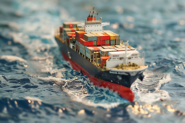 JPG 편집이미지 산업 파도 항해 사람없음 미니어처 컨테이너 화물선 무역 운항 편집실사 AI포토 AI콘텐츠 바다 배_교통 모형 CG 파일형식