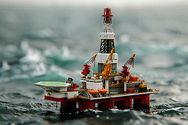 JPG 편집이미지 산업 파도 사람없음 미니어처 석유 시추선 편집실사 AI포토 AI콘텐츠 바다 모형 CG 파일형식