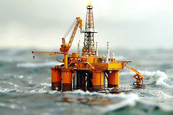 JPG 편집이미지 산업 파도 사람없음 미니어처 석유 석유시추 시추선 편집실사 AI포토 AI콘텐츠 바다 모형 CG 파일형식