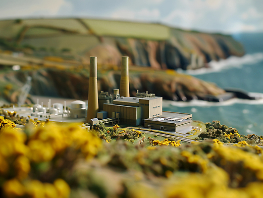 JPG 편집이미지 산업 바다 사람없음 미니어처 발전소 원자력 원자력발전소 편집실사 AI포토 AI콘텐츠 모형 에너지 CG 파일형식