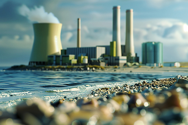 JPG 편집이미지 산업 해변 사람없음 미니어처 발전소 연기 원자력 원자력발전소 편집실사 AI포토 AI콘텐츠 바다 모형 에너지 CG 파일형식