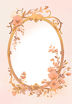 PSD 꽃 액자 일러스트 프레임 사람없음 뷰티 주황색 화장품 로맨틱 빈티지 황금 카피스페이스 국내일러스트 식물 컬러 컨셉 공백 파일형식