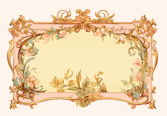 PSD 꽃 분홍색 액자 잎 일러스트 프레임 사람없음 로맨틱 빈티지 황금 카피스페이스 국내일러스트 식물 컬러 컨셉 공백 파일형식