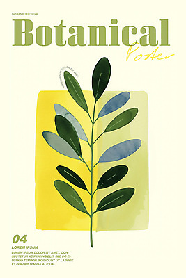 PSD 포스터 잎 일러스트 수채화 사람없음 그래픽 연두색 노란색 심플 단순화된 보테니컬아트 미니멀 국내일러스트 식물 컬러 초록색 파일형식