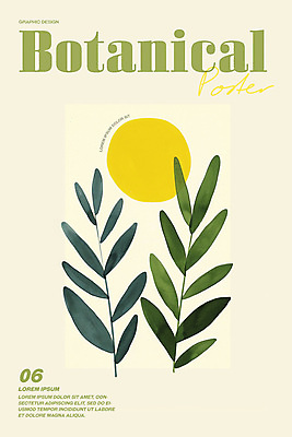 PSD 포스터 잎 일러스트 수채화 사람없음 그래픽 연두색 노란색 심플 단순화된 보테니컬아트 미니멀 국내일러스트 식물 컬러 초록색 파일형식