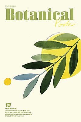 PSD 포스터 잎 일러스트 수채화 사람없음 그래픽 연두색 노란색 심플 단순화된 보테니컬아트 미니멀 국내일러스트 식물 컬러 초록색 파일형식