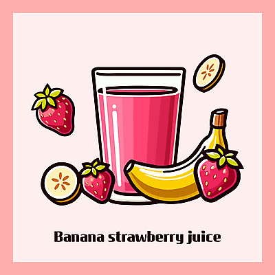 분홍색 일러스트 딸기 잔 바나나 건강 사람없음 신선 과일주스 상큼 비타민 국내일러스트 AI파일 식기 컬러 과일 주스 영양소 파일형식 벡터