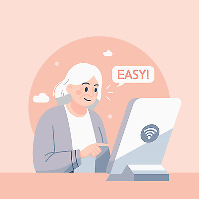 구름 여자 노년 분홍색 일러스트 기술 한명 미소 상반신 디지털 편리함 쉬운 키오스크 노인여자한명만 국내일러스트 AI파일 자연요소 1 컬러 컨셉 표정 사람 성인 여자한명만 노인여자만 파일형식 벡터