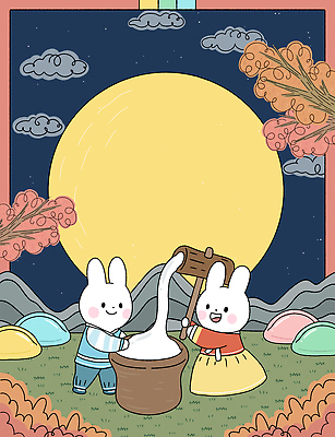 전신 PSD 구름 두마리 일러스트 단풍나무 산 떡 서기 들기 사람없음 추석 보름달 토끼 야간 한복 토끼캐릭터 송편 절구 떡방아 국내일러스트 자연요소 나무 한국전통 명절 동물캐릭터 단풍 2 포유류 모션 반려동물 달 도구 전통의상 방아 파일형식