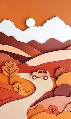 JPG 나무 편집이미지 명절 종이 도로 여행 자동차 자연 하늘 휴가 산 풍경 사람없음 태양 갈색 추석 드라이브 가을 페이퍼아트 귀향 귀성길 이미지편집 편집실사 AI포토 AI콘텐츠 자연요소 식물 전통 계절 기념일 길 육상교통 컬러 교통시설 운전 CG 생태계 파일형식