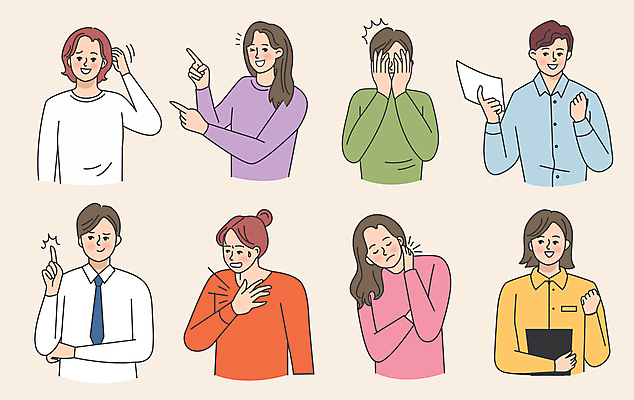 여자 남자 행복 종이 일러스트 들기 여러명 성인 태블릿 파이팅 놀람 고통 가리킴 좌절 즐거움 충격 불만 얼굴가리기 반가움 성인만 국내일러스트 AI파일 감정 다수 컨셉 모션 표정 사람 손짓 전자제품 스마트기기 가림 파일형식 벡터