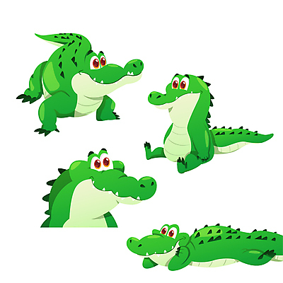 동물캐릭터 일러스트 동물원 사람없음 세트 귀여움 만화 악어 애니메이션 일러캐릭터 AI파일 동물 캐릭터 컨셉 파충류 파일형식 벡터