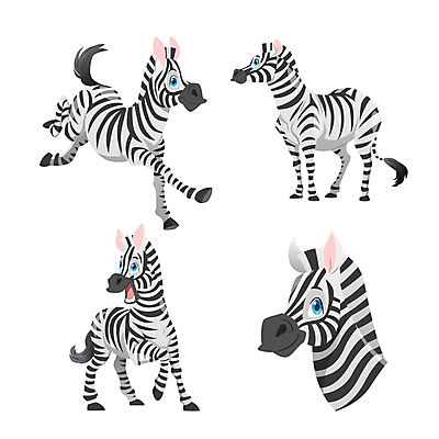 동물캐릭터 일러스트 동물원 사람없음 세트 귀여움 만화 얼룩말 애니메이션 일러캐릭터 AI파일 동물 캐릭터 컨셉 말_동물 파일형식 벡터