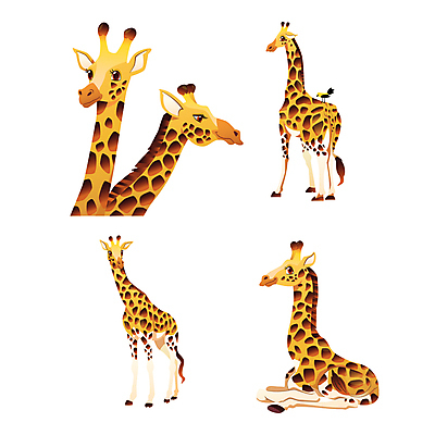 동물캐릭터 일러스트 동물원 사람없음 세트 귀여움 만화 기린 애니메이션 일러캐릭터 AI파일 동물 캐릭터 컨셉 포유류 파일형식 벡터