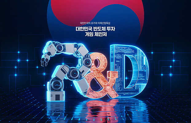 PSD 편집이미지 미래 한국 타이포그라피 사람없음 파란색 로봇 투자 태극 반도체 첨단 홀로그램 연구개발 이미지편집 문자 문양 아시아 컬러 컨셉 비즈니스 실험 개발 파일형식