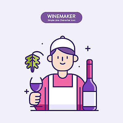 모자 남자 와인잔 일러스트 작업복 한명 들기 사람 상반신 성인 와인 보라색 와인병 포도잎 성인남자한명만 국내일러스트 AI파일 1 잡화 옷 컬러 잎 술잔 모션 포도 병_용기 주류 남자한명만 성인남자만 파일형식 벡터