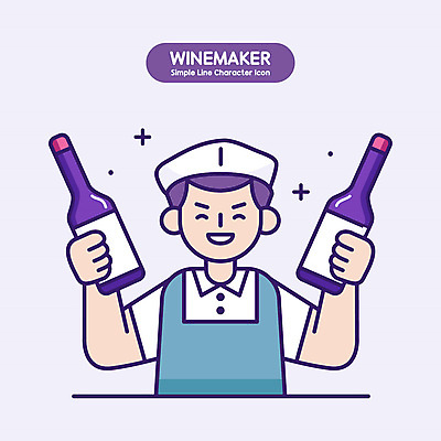 모자 남자 일러스트 작업복 한명 들기 사람 상반신 성인 와인 보라색 와인병 성인남자한명만 국내일러스트 AI파일 1 잡화 옷 컬러 모션 병_용기 주류 남자한명만 성인남자만 파일형식 벡터