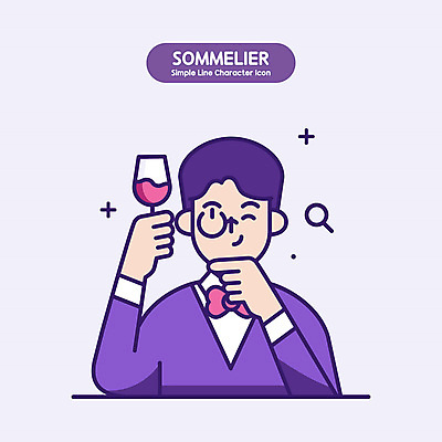 남자 와인잔 일러스트 한명 미소 들기 정장 상반신 성인 와인 보라색 소믈리에 성인남자한명만 안경낌 국내일러스트 AI파일 1 옷 안경 컬러 술잔 모션 주류 표정 사람 남자한명만 성인남자만 파일형식 벡터