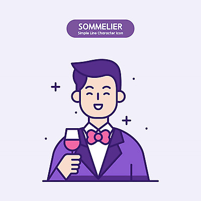 남자 와인잔 일러스트 한명 미소 들기 상반신 성인 와인 보라색 소믈리에 포도잎 성인남자한명만 국내일러스트 AI파일 1 컬러 잎 술잔 모션 포도 주류 표정 사람 남자한명만 성인남자만 파일형식 벡터