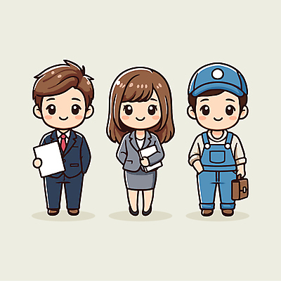 전신 여자 남자 가방 일러스트 비즈니스 정장 성인 세명 문서 주머니손 정비공 보험 자동차엔지니어 성인만 일러캐릭터 AI파일 캐릭터 잡화 옷 모션 사람 기술자 엔지니어 파일형식 벡터