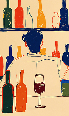 JPG 기념일 남자 와인잔 일러스트 선반 한명 성인 파란색 와인 축하 바텐더 연말 와인바 성인남자한명만 와인축제 국내일러스트 AI일러스트 AI콘텐츠 1 컬러 가구 컨셉 술잔 주류 사람 이벤트 축제 남자한명만 성인남자만 파일형식