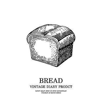 일러스트 사람없음 라벨 빈티지 스케치 심볼 라인아트 식빵 판화 국내일러스트 AI파일 선 빵 컨셉 프레임 미술 파일형식 벡터