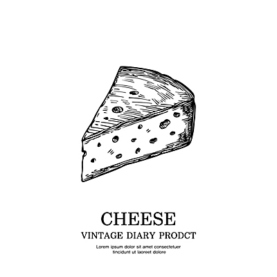 일러스트 치즈 사람없음 라벨 빈티지 스케치 심볼 라인아트 판화 국내일러스트 AI파일 선 컨셉 유제품 프레임 미술 파일형식 벡터