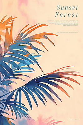PSD 포스터 일러스트 자연 사람없음 여름 야자수 노을 풀잎 열대우림 휴양지 베이지색 카피스페이스 트로피컬아트 국내일러스트 자연요소 나무 계절 컬러 잎 공백 장소 풀_식물 숲 그림 생태계 파일형식