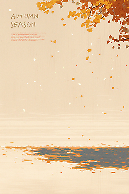 PSD 나무 포스터 낙엽 일러스트 자연 풍경 사람없음 산책 가을 베이지색 카피스페이스 국내일러스트 식물 계절 컬러 잎 휴식 공백 생태계 파일형식