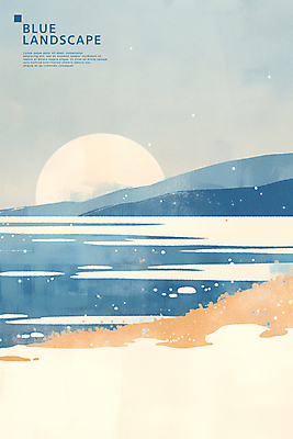 PSD 파도 바다 섬 일러스트 자연 풍경 해변 사람없음 파란색 그림 국내일러스트 컬러 생태계 파일형식