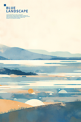 PSD 바다 섬 일러스트 자연 산 풍경 사람없음 파란색 그림 국내일러스트 컬러 생태계 파일형식