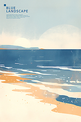 PSD 파도 바다 섬 일러스트 자연 풍경 해변 사람없음 파란색 그림 국내일러스트 컬러 생태계 파일형식