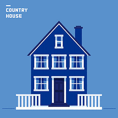 외관 일러스트 창문 주택 굴뚝 사람없음 파란색 문 시골 심플 이층집 국내일러스트 AI파일 컬러 건물 파일형식 벡터