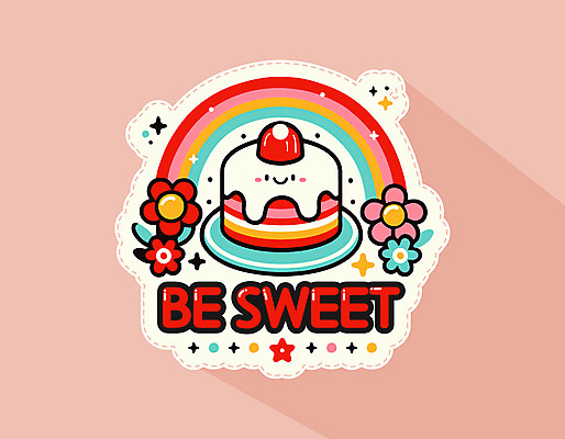 영어 꽃 분홍색 무지개 스티커 일러스트 사람없음 귀여움 케이크 체리 달콤 크림 키치 국내일러스트 AI파일 자연요소 식물 문자 컬러 컨셉 과일 디저트 맛 파일형식 벡터