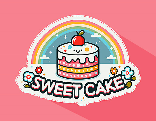 영어 꽃 분홍색 무지개 스티커 일러스트 사람없음 귀여움 케이크 체리 달콤 크림 키치 국내일러스트 AI파일 자연요소 식물 문자 컬러 컨셉 과일 디저트 맛 파일형식 벡터