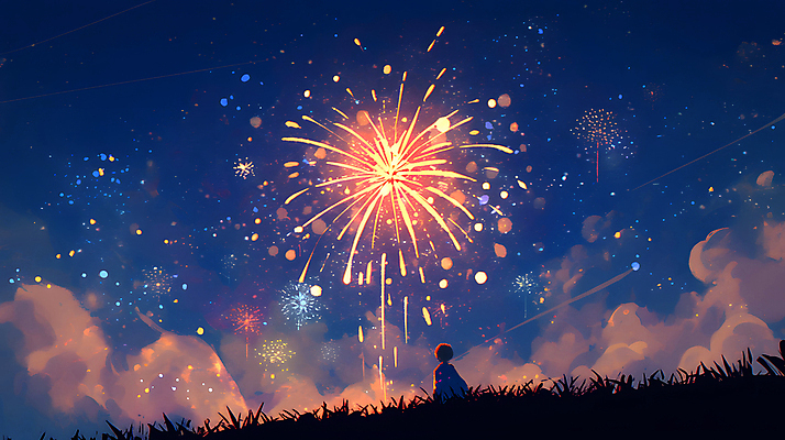 JPG 남자 어린이 야경 일러스트 밤하늘 하늘 불꽃놀이 한명 소년 빛 축제 어둠 축하 화려 남색 즐거움 소년한명만 국내일러스트 AI일러스트 AI콘텐츠 1 감정 컬러 컨셉 놀이 사람 야간 남자한명만 소년만 파일형식 풍경_경치