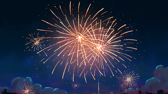 JPG 야경 일러스트 밤하늘 하늘 불꽃놀이 사람없음 빛 축제 어둠 축하 화려 남색 즐거움 국내일러스트 AI일러스트 AI콘텐츠 감정 컬러 컨셉 놀이 야간 파일형식 풍경_경치