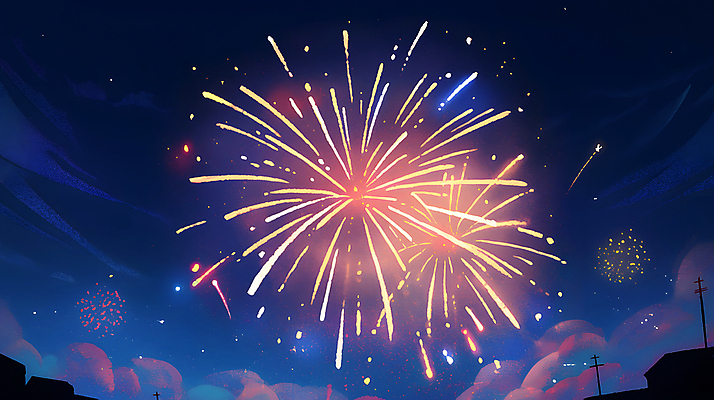 JPG 야경 일러스트 밤하늘 하늘 불꽃놀이 사람없음 빛 축제 어둠 축하 화려 남색 즐거움 국내일러스트 AI일러스트 AI콘텐츠 감정 컬러 컨셉 놀이 야간 파일형식 풍경_경치