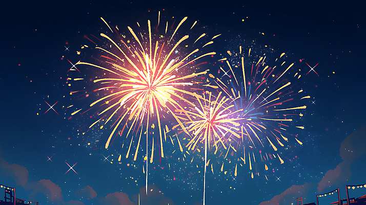 JPG 야경 일러스트 밤하늘 하늘 불꽃놀이 사람없음 빛 축제 어둠 축하 화려 남색 즐거움 국내일러스트 AI일러스트 AI콘텐츠 감정 컬러 컨셉 놀이 야간 파일형식 풍경_경치